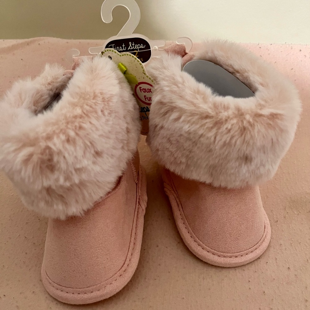 First Steps Cozy Pink Baby Boots